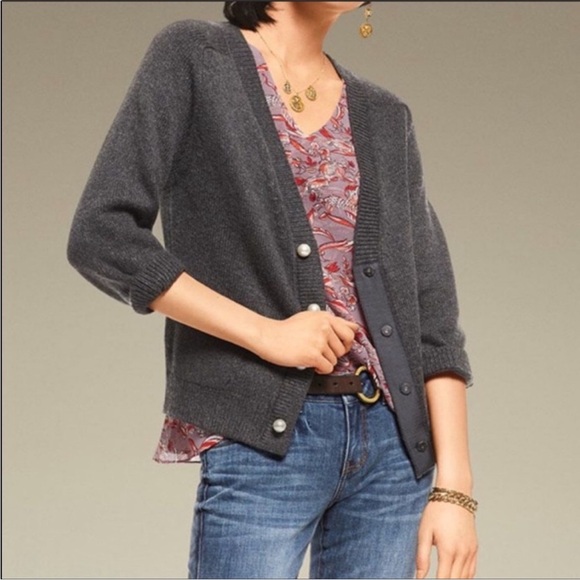 CABI #3533 Cultured Cardigan Sweater in Charcoal Gray Size M - Picture 4 of 11